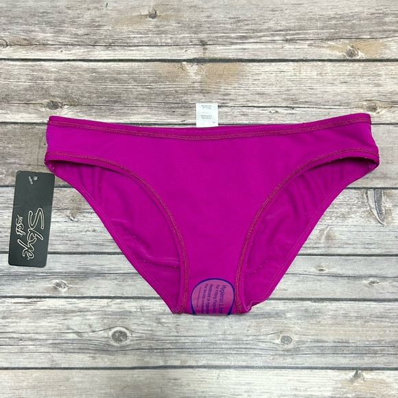 Skye Raspberry Purple Velveteen Polka Dot Push Up Halter Shirred Hipster Bikini - Picture 10 of 12